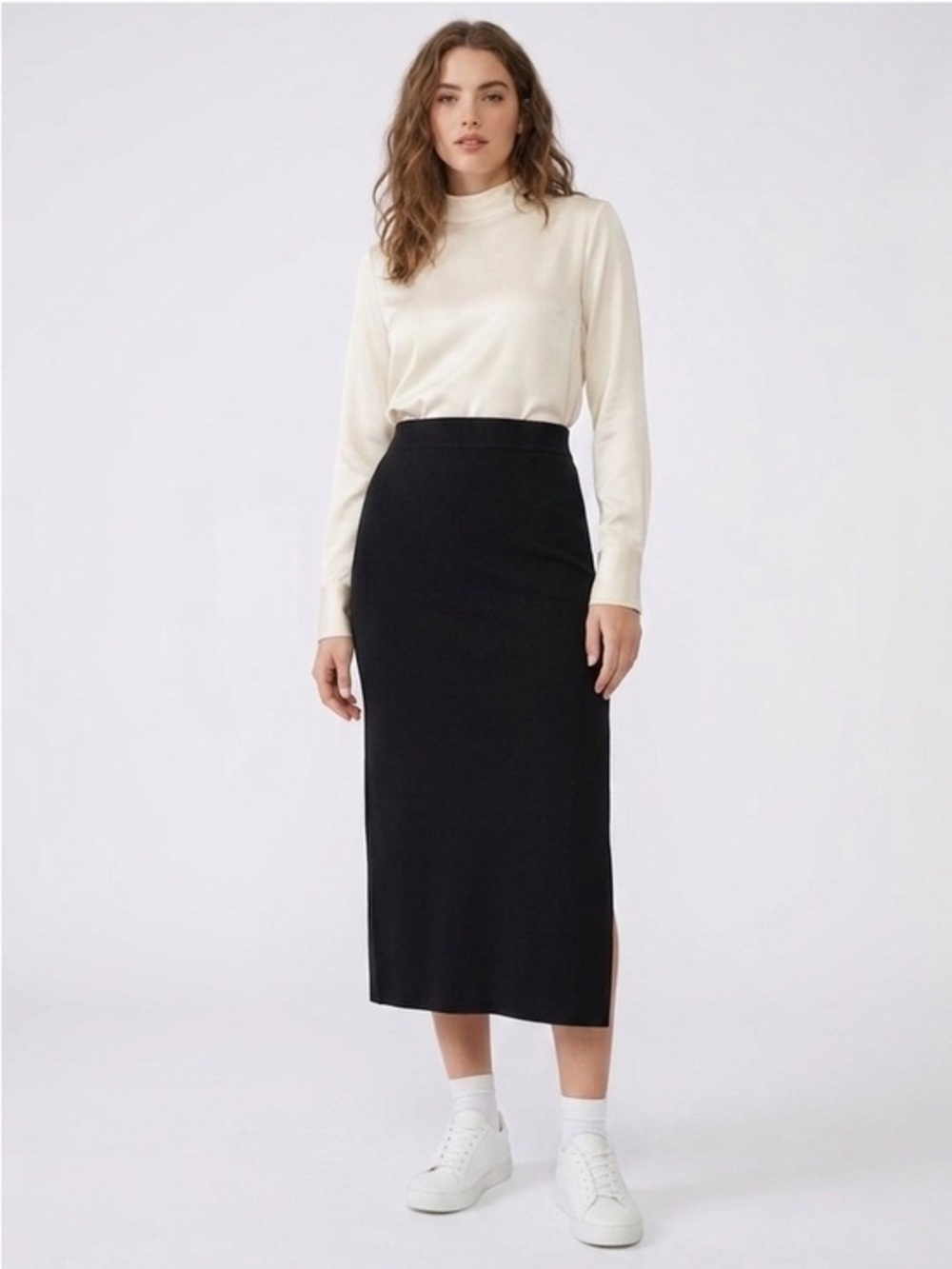 3/$30 Dynamite Black Highrise Side Slit Midi Skirt Size Small